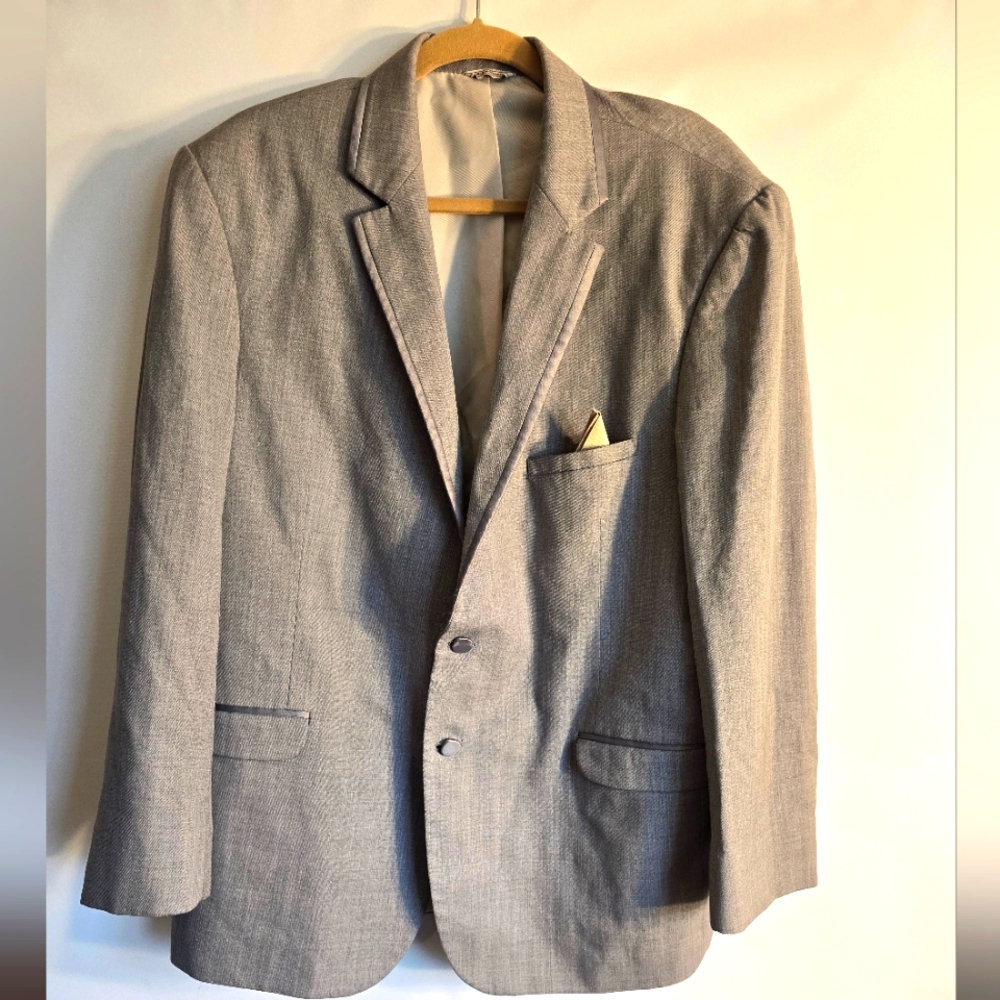 JEAN YVES BLAZER /TUX GREY MEN'S FINE WOOL TWO BUTTONS SIZE 46R